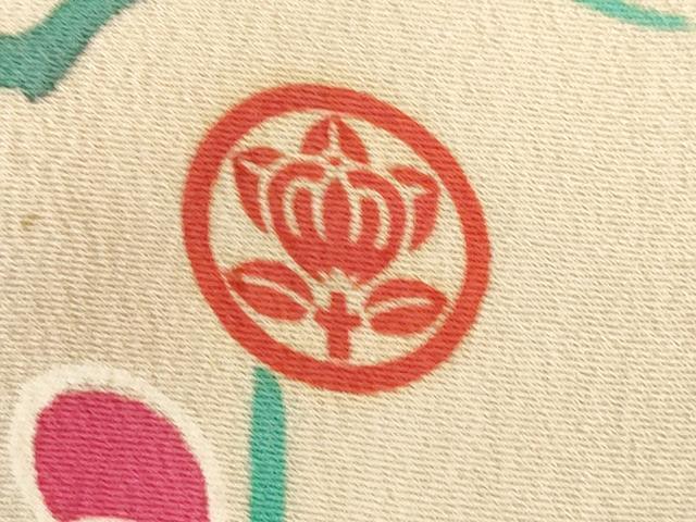 平和屋本店●アンティーク 大正ロマン 振袖 駒刺繍 源氏車花文 金彩 ロング丈 正絹 逸品 AABK0374ck