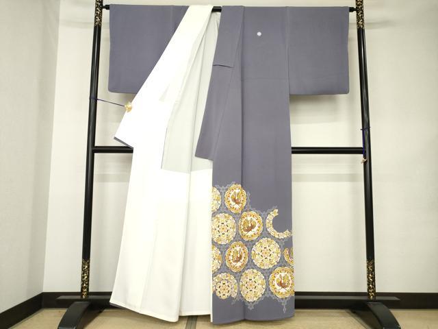 平和屋着物●豪華色留袖 駒刺繍 正倉院鳳凰花文 金彩 正絹 逸品 AABK0394ck