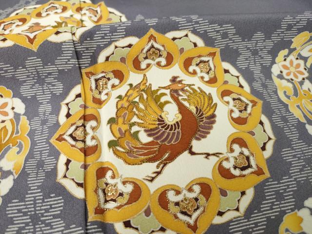 平和屋着物●豪華色留袖 駒刺繍 正倉院鳳凰花文 金彩 正絹 逸品 AABK0394ck