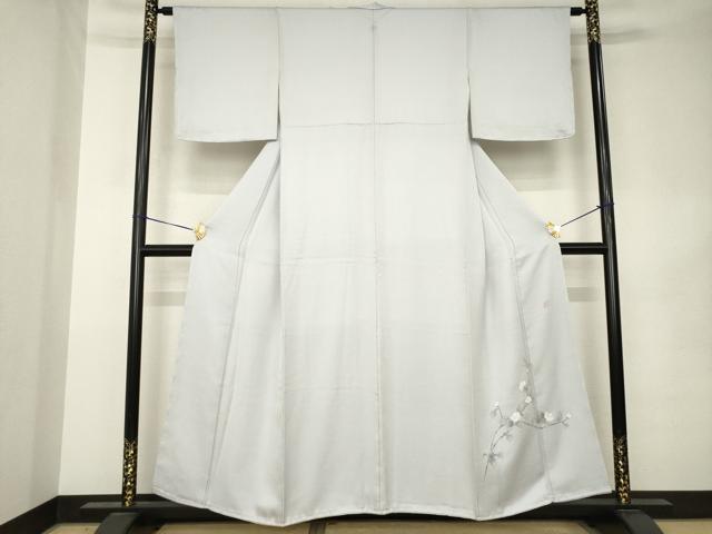 平和屋着物●上質な色無地 作家物 ワンポイント 紗綾形地紋 霞色 正絹 逸品 AABK0395ck
