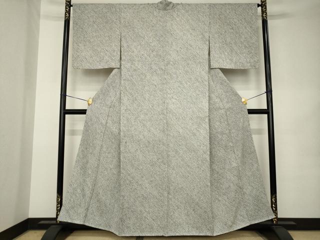 平和屋着物●大変加工の良い総絞り小紋 本疋田絞り 黒地 正絹 逸品 AABK0398ck