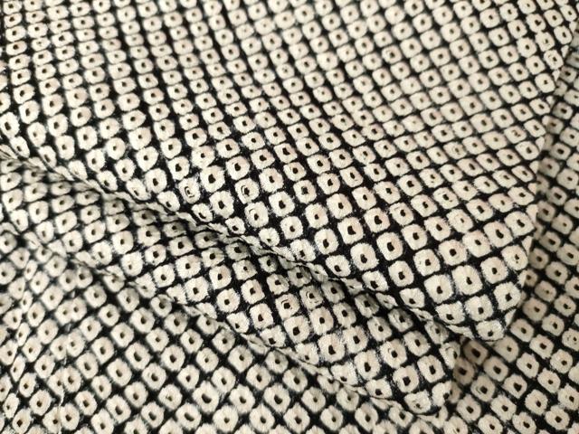 平和屋着物●大変加工の良い総絞り小紋 本疋田絞り 黒地 正絹 逸品 AABK0398ck