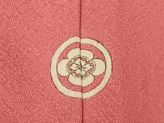 平和屋着物●上質な色無地 草花地紋 真朱色 正絹 逸品 AABK0399ck