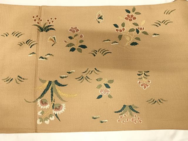 平和屋着物◎太鼓柄 本袋帯 唐織 孔雀花文 金糸 正絹 逸品 AABK0417yx