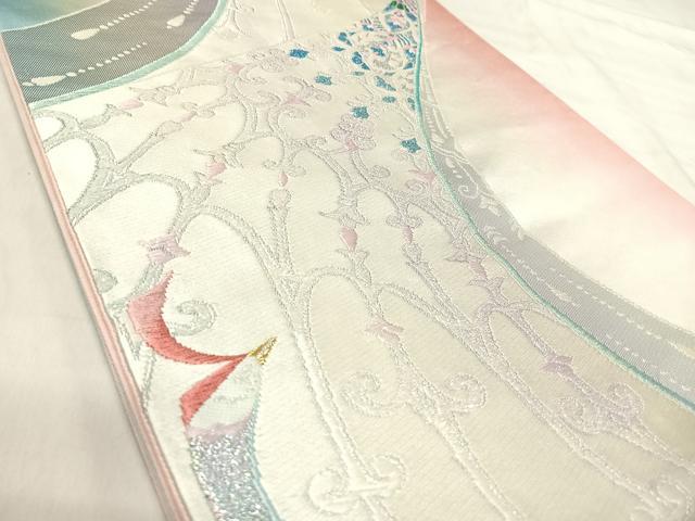 平和屋着物◎六通柄袋帯 唐織 花鳥文 金銀糸 正絹 逸品 AABK0423yx