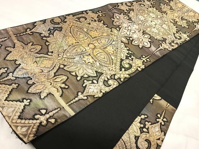平和屋着物◎六通柄 本袋帯 飾花文 金銀糸 正絹 逸品 AABK0441yx
