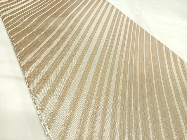 平和屋着物◎両面全通柄袋帯 斜縞 金銀糸 正絹 逸品 AABK0442yx
