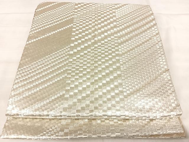 平和屋着物◎両面全通柄袋帯 斜縞 金銀糸 正絹 逸品 AABK0442yx