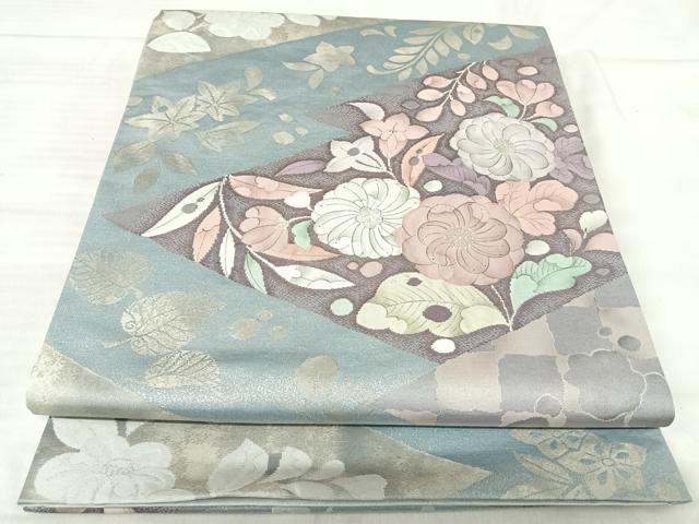 平和屋着物◎太鼓柄袋帯 ふくれ織 辻が花 銀糸 正絹 逸品 AABK0459yx