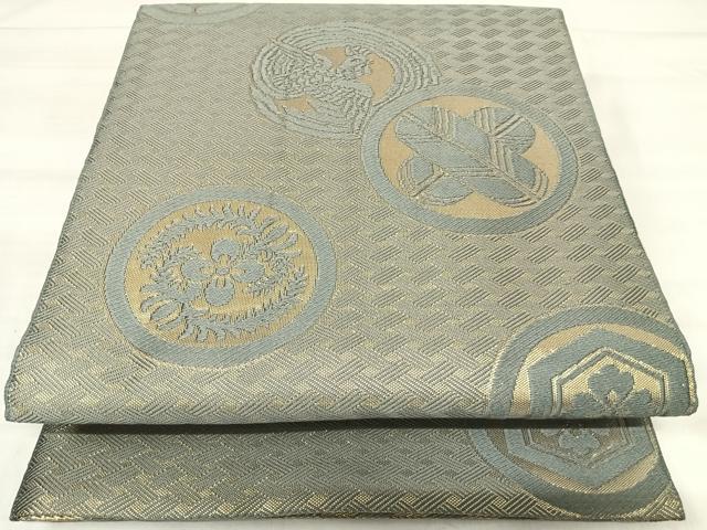 平和屋着物◎両面全通柄袋帯 唐織 吉祥花鳥丸文 金糸 正絹 逸品 AABK0464yx