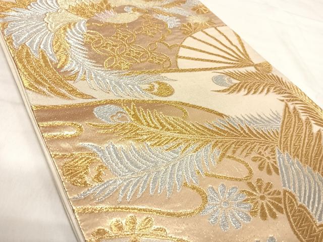 平和屋着物◎六通柄袋帯 鳳凰花文 金銀糸 正絹 逸品 AABK0478yx
