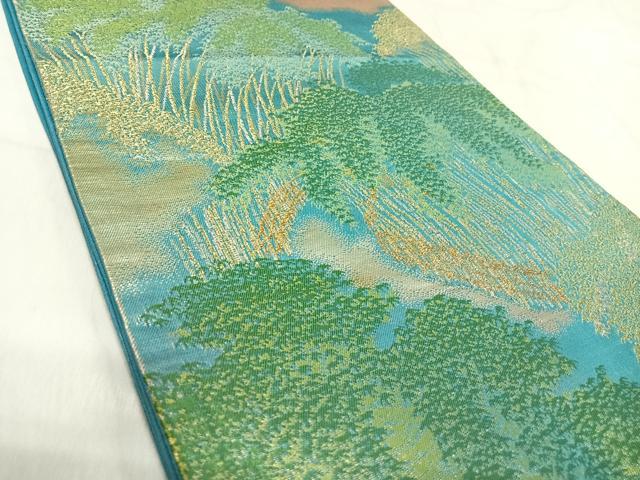 平和屋着物◎六通柄袋帯 竹林 金銀糸 正絹 逸品 AABK0482yx