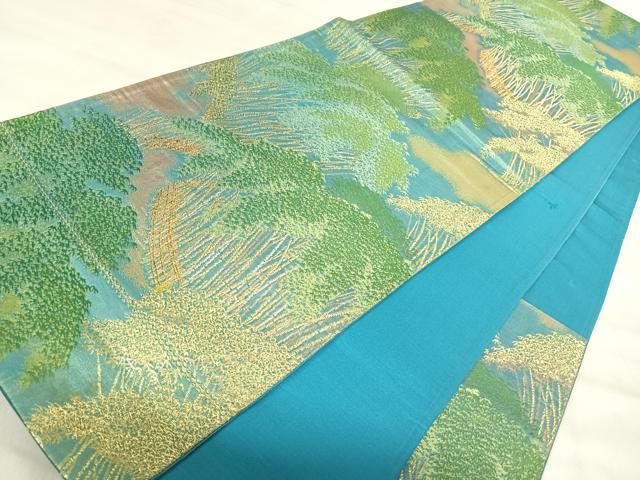 平和屋着物◎六通柄袋帯 竹林 金銀糸 正絹 逸品 AABK0482yx