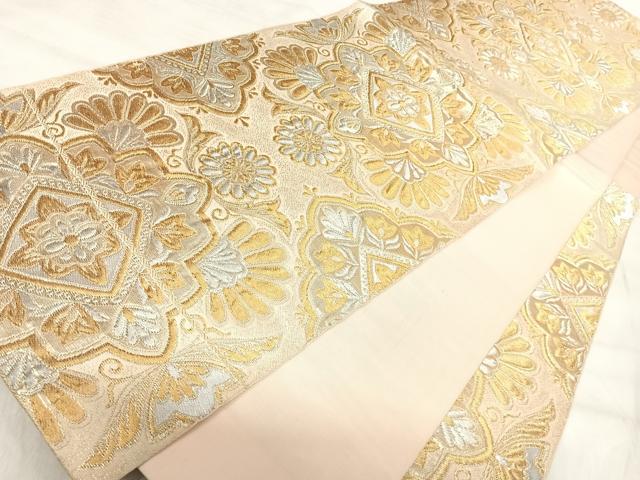 平和屋着物◎六通柄 本袋帯 飾花文 金銀糸 正絹 逸品 AABK0501yx