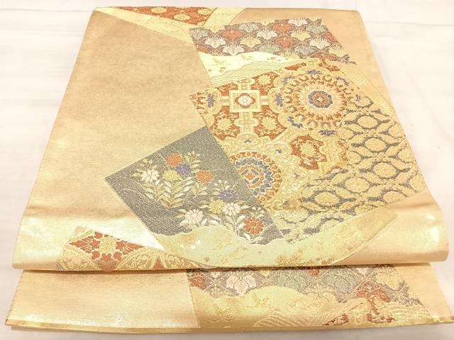 平和屋着物◎六通柄袋帯 唐織 古今和歌集 金糸 正絹 逸品 AABK0533yx