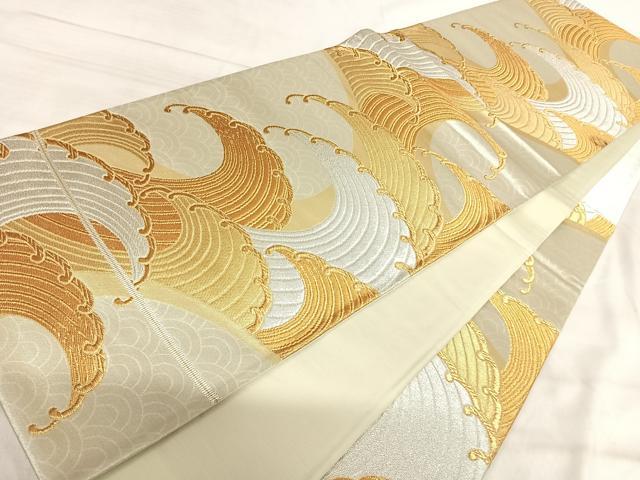 平和屋着物◎六通柄袋帯 立波文 金銀糸 正絹 逸品 AABK0564yx