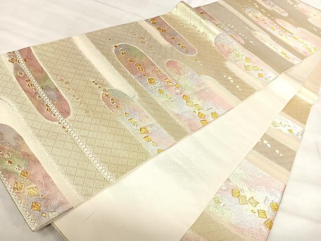 平和屋着物◎六通柄袋帯 箔散らし 金銀糸 正絹 逸品 AABK0568yx