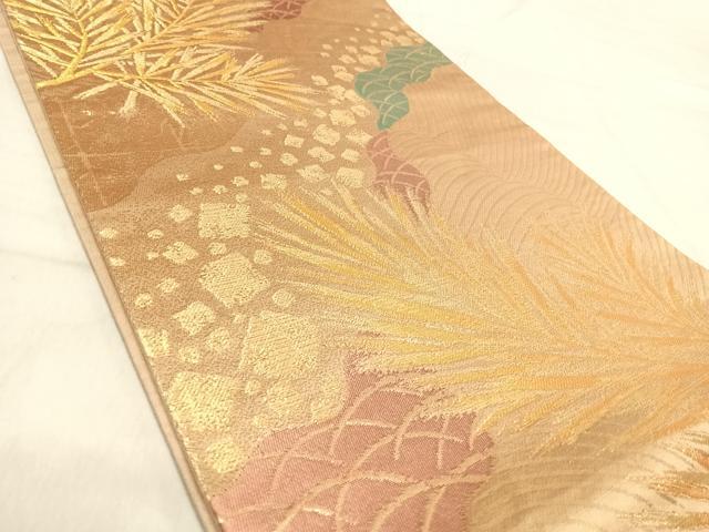 平和屋着物◎西陣 六通柄袋帯 琳派百選 金糸 反端付き 正絹 逸品 AABK0570yx