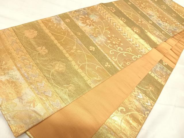 平和屋着物◎六通柄袋帯 花唐草文 金銀糸 正絹 逸品 AABK0574yx
