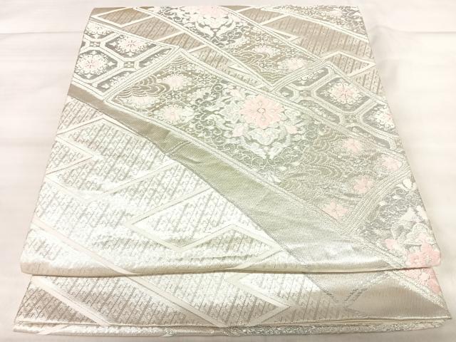 平和屋着物◎六通柄袋帯 唐織 正倉院花文 オーロラ箔 正絹 逸品 AABK0575yx