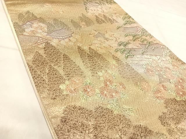 平和屋着物◎六通柄袋帯 風景樹林文 金銀糸 正絹 逸品 AABK0577yx