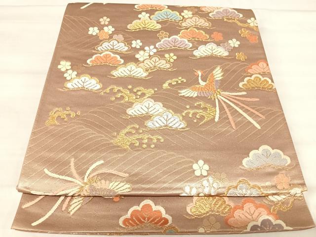 平和屋着物◎六通柄袋帯 唐織 鳳凰梅松文 金銀糸 正絹 逸品 AABK0578yx