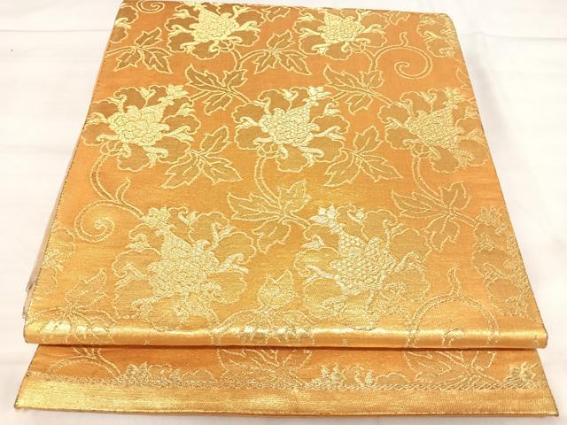 平和屋着物◎六通柄袋帯 更紗唐草文 金糸 正絹 逸品 AABK0582yx