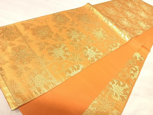 平和屋着物◎六通柄袋帯 更紗唐草文 金糸 正絹 逸品 AABK0582yx