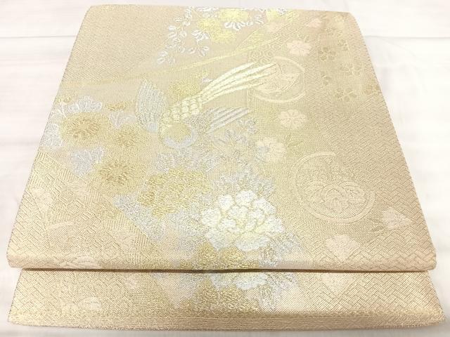 平和屋着物◎佐賀錦 六通柄袋帯 花蝶舞蝶文 金銀糸 正絹 逸品 AABK0587yx