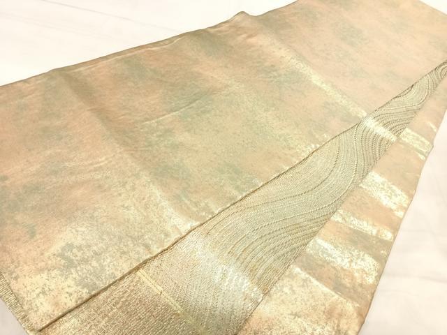 平和屋着物◎両面 六通柄袋帯 霞文 金糸 引箔 正絹 逸品 AABK0592yx