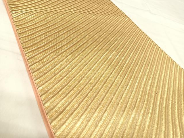 平和屋着物◎全通柄袋帯 斜縞 金糸 正絹 逸品 AABK0593yx