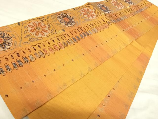 平和屋着物◎六通柄袋帯 花唐草文 金糸 正絹 逸品 AABK0602yx