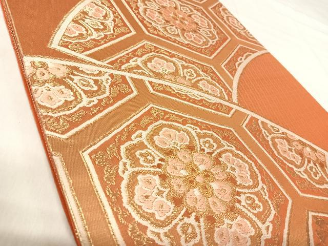 平和屋着物◎佐賀錦 六通柄袋帯 唐織 正倉院花文 金糸 正絹 逸品 AABK0606yx