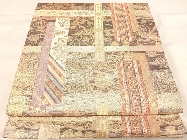 平和屋着物◎六通柄袋帯 鳥獣花文 金糸 正絹 逸品 AABK0607yx