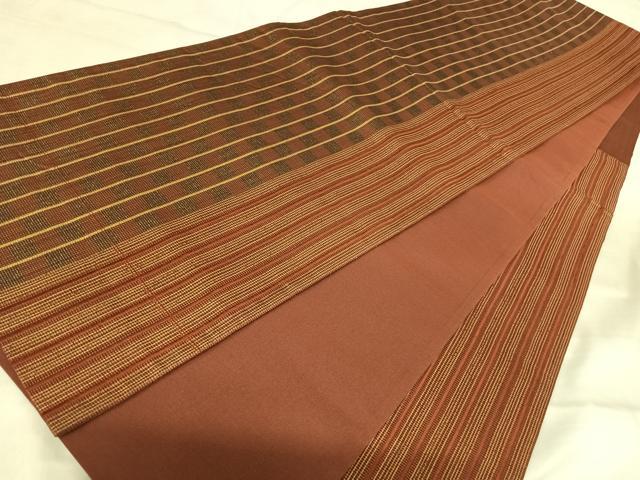 平和屋着物◎六通柄袋帯 縞 金糸 正絹 逸品 AABK0612yx