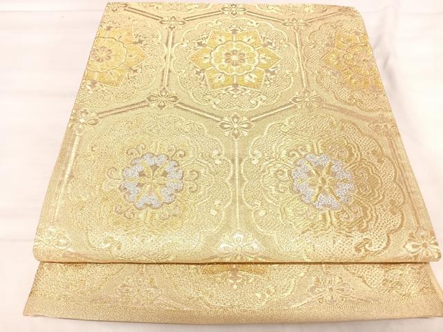 平和屋着物◎六通柄袋帯 正倉院花文 金糸 正絹 逸品 AABK0619yx