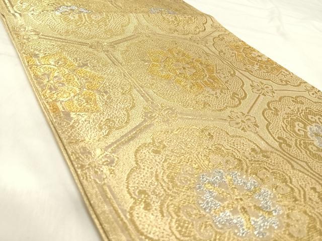 平和屋着物◎六通柄袋帯 正倉院花文 金糸 正絹 逸品 AABK0619yx