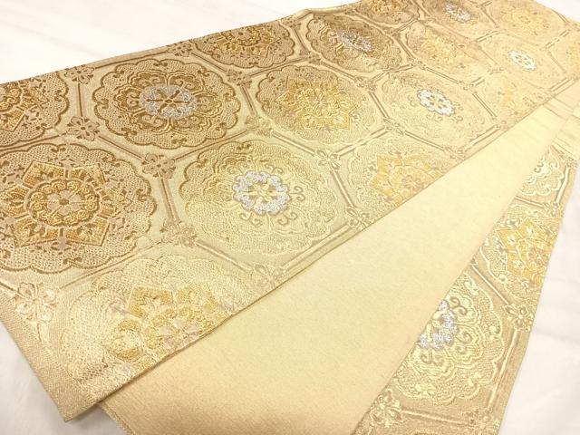 平和屋着物◎六通柄袋帯 正倉院花文 金糸 正絹 逸品 AABK0619yx