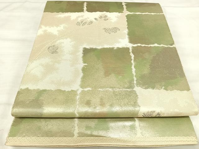 平和屋着物◎西陣 服部織物謹製 六通柄袋帯 枝花文 こはく錦 金糸 引箔 正絹 逸品 AABK0629yx