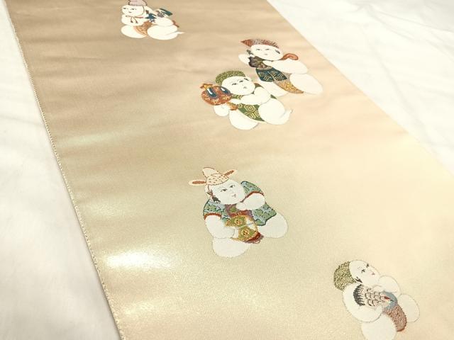 平和屋着物◎六通柄袋帯 唐織 唐子 金糸 正絹 逸品 AABK0630yx
