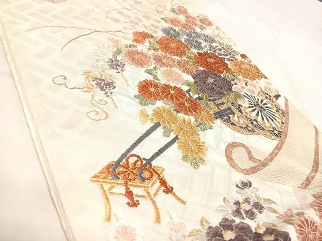 平和屋着物◎六通柄袋帯 唐織 花車文 金銀糸 正絹 逸品 AABK0633yx