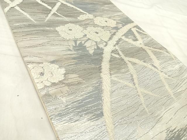 平和屋着物◎六通柄袋帯 籬草花文 銀糸 正絹 逸品 AABK0636yx