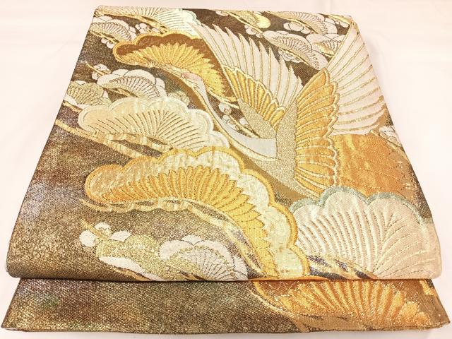 平和屋着物◎六通柄袋帯 松 金銀糸 正絹 逸品 AABK0650yx