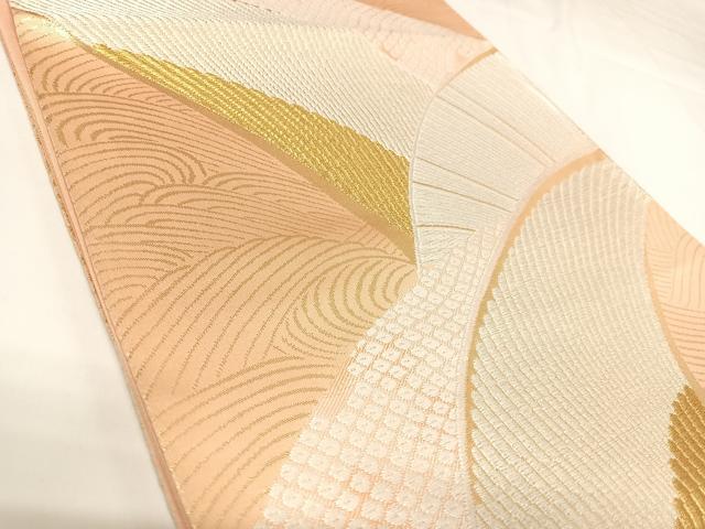 平和屋着物◎六通柄袋帯 唐織 立波文 金銀糸 正絹 逸品 AABK0661yx
