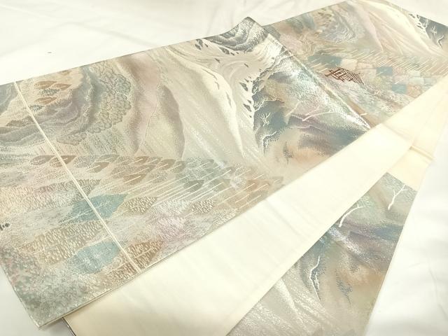 平和屋着物◎六通柄袋帯 錦袋 奥飛騨 銀糸 正絹 逸品 AABK0667yx