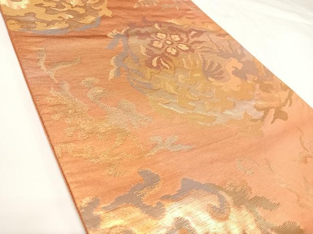 平和屋着物◎六通柄袋帯 鳳凰花文 金銀糸 正絹 逸品 AABK0677yx