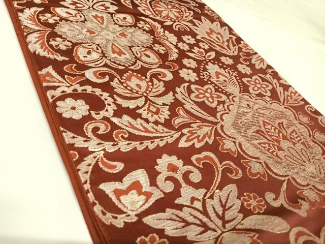 平和屋着物◎六通柄京袋帯 洋花文 金銀糸 正絹 逸品 AABK0681yx