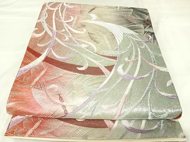 平和屋着物◎六通柄袋帯 唐織 来・夢・来・人 金銀糸 正絹 逸品 AABK0684yx