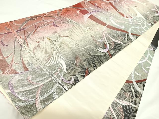 平和屋着物◎六通柄袋帯 唐織 来・夢・来・人 金銀糸 正絹 逸品 AABK0684yx