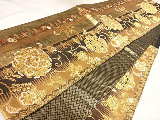 平和屋着物◎佐賀錦 六通柄袋帯 唐織 花唐草文 金糸 正絹 逸品 AABK0700yx